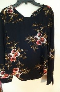 Navy floral blouse